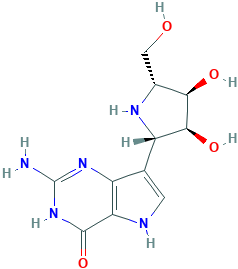 4H-Pyrrolo3,2-dpyrimidin-4-one, 2-amino-7-(2S,3S,4R,5R)-3,4-dihydroxy-5-(hydroxymethyl)-2-pyrrolidinyl-1,5-dihydro-