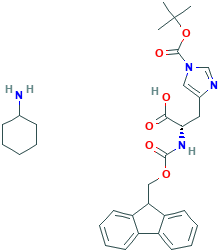 1-[叔丁氧羰基]-N-[芴甲氧羰基]-L-组氨酸环己基铵盐
