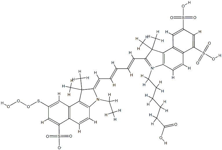 2-(5-(3-(5-carboxypentyl)-1,1-dimethyl-6,8-disulfo-1,3-dihydro-2H-benzo[e]indol-2-ylidene)penta-1,3-dien-1-yl)-3-ethyl-1,1-dimethyl-8-sulfo-1H-benzo[e]indol-3-ium-6-sulfonate