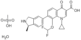 Garenoxacin mesylate hydrate    1-Cyclopropyl-8-(difluoromethoxy)-7-[(1R)-2,3-dihydro-1-methyl-1H-isoindol-5-yl]-1,4-dihydro-4-oxo-3-quinolinecarboxylic acid methanesulfonate hydrate