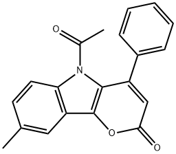Pyrano[3,2-b]indol-2(5H)-one, 5-acetyl-8-methyl-4-phenyl-