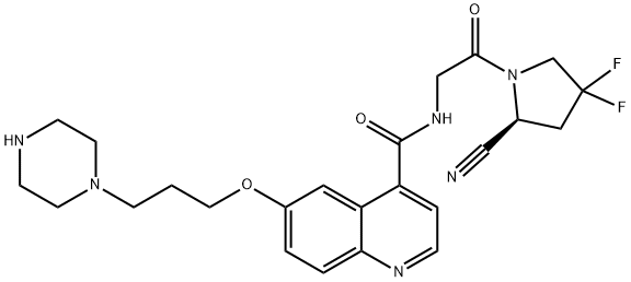 (S)-N-(2-(2-cyano-4,4-difluoropyrrolidin-1-yl)-2-oxoethyl)-6-(3-(piperazine-1-yl)propoxy)quinoline-4-carboxamide