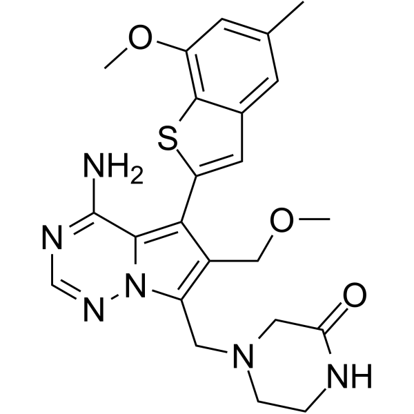 4-{[4-amino-6-(methoxymethyl)-5-(7-methoxy-5-methyl-1-benzothiophen-2-yl)pyrrolo[2,1-f]-[1,2,4]triazin-7-yl]methyl}piperazin-2-one