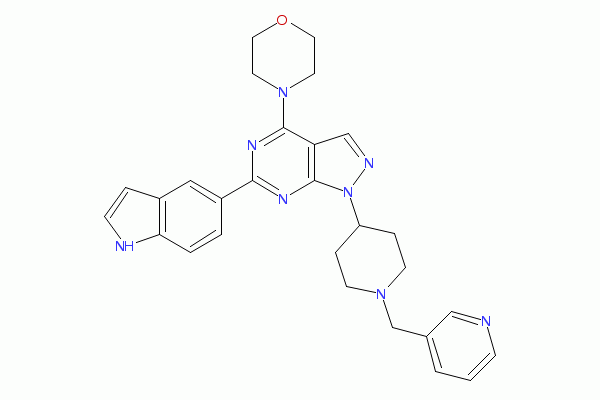 1H-Pyrazolo[3,4-d]pyrimidine, 6-(1H-indol-5-yl)-4-(4-morpholinyl)-1-[1-(3-pyridinylmethyl)-4-piperidinyl]-