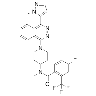4-Fluoro-N-methyl-N-[1-[4-(1-methyl-1H-pyrazol-5-yl)-1-phthalazinyl]-4-piperidinyl]-2-(trifluoromethyl)benzamide                   LY 2940680