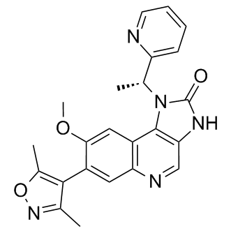7-(3,5-Dimethyl-4-isoxazolyl)-1,3-dihydro-8-methoxy-1-[(1R)-1-(2-pyridinyl)ethyl]-2H-imidazo[4,5-c]quinolin-2-one                I-BET151(GSK1210151A)