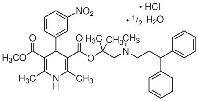 1,4-二氢-2,6-二甲基-4-(3-硝基苯基)-3,5-吡啶二羧酸 2-[(3,3-二苯丙基)甲基氨基]-1,1-二甲基乙基甲酯盐酸盐