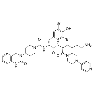 N-[2-[5-Amino-1(S)-[4-(4-pyridinyl)piperazin-1-ylcarbonyl]pentylamino]-1(R)-(3,5-dibromo-4-hydroxybenzyl)-2-oxoethyl]-4-(2-oxo-1,2,3,4-tetrahydroquinazolin-3-yl)piperidine-1-carboxamide