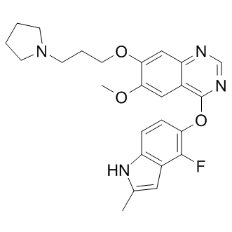 4-(4-氟-2-甲基吲哚-5-基氧基)-6-甲氧基-7-[3-(吡咯烷-1-基)丙氧基]喹唑啉