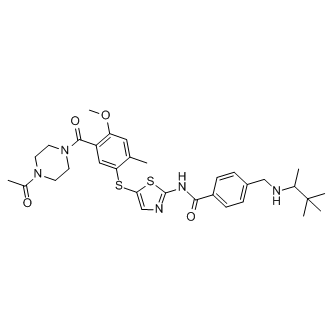 N-(5-((5-(4-Acetylpiperazine-1-carbonyl)-4-methoxy-2-methylphenyl)thio)thiazol-2-yl)-4-(((3,3-dimethylbutan-2-yl)amino)methyl)benzamide