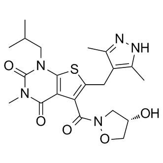 Thieno[2,3-d]pyrimidine-2,4(1H,3H)-dione, 6-[(3,5-dimethyl-1H-pyrazol-4-yl)methyl]-5-[[(4S)-4-hydroxy-2-isoxazolidinyl]carbonyl]-3-methyl-1-(2-methylpropyl)-
