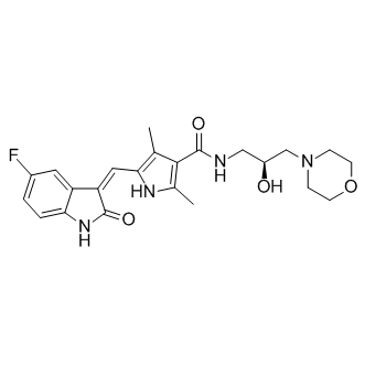 1H-Pyrrole-3-carboxamide, 5-[(5-fluoro-1,2-dihydro-2-oxo-3H-indol-3-ylidene)methyl]-N-[(2S)-2-hydroxy-3-(4-morpholinyl)propyl]-2,4-dimethyl-