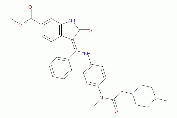 (3Z)-2,3-二氢-3-[[[4-[甲基[2-(4-甲基-1-哌嗪基)乙酰]氨基]苯基]氨基]苯亚甲基]-2-氧代-1H-吲哚-6-甲酸甲酯METHYL(3Z)-3-[[4-[METHYL-[2-(4-METHYLPIPERAZIN-1-YL)ACETYL]AMINO]ANILINO]-PHENYLMETHYLIDENE]-2-OXO-1H-INDOLE-6-CARBOXYLATE