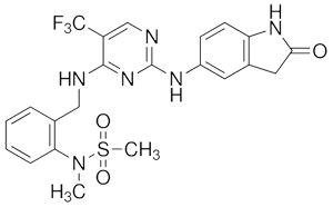 N-[2-[[[2-[(2,3-dihydro-2-oxo-1H-indol-5-yl)amino]-5-(trifluoromethyl)-4-pyrimidinyl]amino]methyl]phenyl]-N-methyl-Methanesulfonamide hydrate