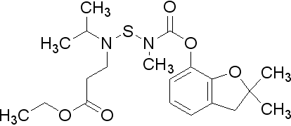 N-(((((2,3-Dihydro-2,2-dimethyl-7-benzofuranyl)oxy)carbonyl)methylamino)thio)-N-(1-methylethyl)-beta-alanine, ethyl ester