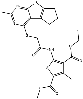 4-ethyl 2-methyl 3-methyl-5-(2-((2-methyl-6,7-dihydro-5H-cyclopenta[4,5]thieno[2,3-d]pyrimidin-4-yl)thio)acetamido)thiophene-2,4-dicarboxylate