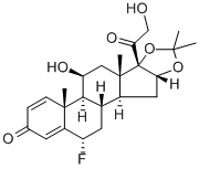Pregna-1,4-diene-3,20-dione, 6-alpha-fluoro-11-beta,16-alpha,17,21-tetrahydroxy-, cyclic 16,17-acetal with acetone