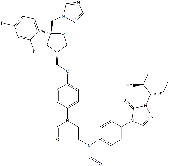 N-(4-(((3R,5R)-5-((1H-1,2,4-triazol-1-yl)methyl)-5-(2,4-difluorophenyl)tetrahydrofuran-3-yl)methoxy)phenyl)-N-(2-(N-(4-(1-((2S,3S)-2-hydroxypentan-3-yl)-5-oxo-1,5-dihydro-4H-1,2,4-triazol-4-yl)phenyl)formamido)ethyl)formamide