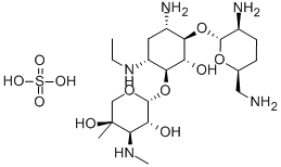 O-3-Deoxy-4-C-methyl-3-(methylamino)-beta-L-arabinopyranosyl-(1-6)-O-[2,6-diamino-2,3,4,6-tetradeoxy-alpha-D-erythro-hexopyranosyl-(1-4)]-2-deoxy-N1-ethyl-D-streptamine sulfate