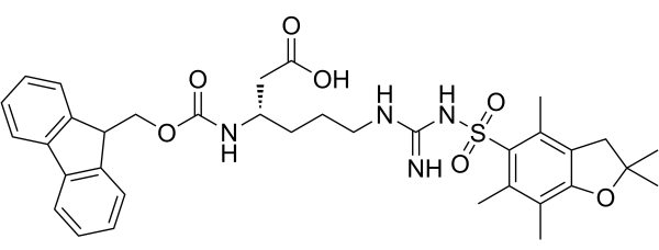 Hexanoic acid,6-[[[[(2,3-dihydro-2,2,4,6,7-pentamethyl-5-benzofuranyl)sulfonyl]amino]iminomethyl]amino]-3-[[(9H-fluoren-9-ylmethoxy)carbonyl]amino]-,(3S)-