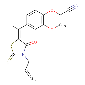 2-[2-methoxy-4-[(E)-(4-oxo-3-prop-2-enyl-2-sulfanylidene-thiazolidin-5-ylidene)methyl]phenoxy]acetonitrile