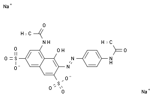 disodium 5-acetamido-3-(4-acetamidophenyl)azo-4-hydroxynaphthalene-2,7-disulphonate