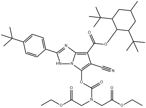1H-吡咯并[1,2-b][1,2,4]三唑-7-羧酸,5-[[[双(2-乙氧基-2-氧乙基)氨基]羰基]氧基]-6-氰基- 2-[4-(1,1-二甲基乙基)苯基]-2,6-双(1,1-二甲基乙基)-4-甲基环己酯
