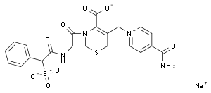 sodium (6R,7R)-3-[(4-carbamoylpyridinium-1-yl)methyl]-8-oxo-7-{[(2R)-2-phenyl-2-sulfonatoacetyl]amino}-5-thia-1-azabicyclo[4.2.0]oct-2-ene-2-carboxylate