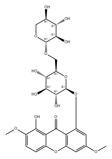 9H-Xanthen-9-one, 1-hydroxy-2,6-dimethoxy-8-[(6-O-β-D-xylopyranosyl-β-D-glucopyranosyl)oxy]-