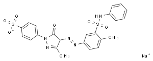 Benzenesulfonic acid, 4-4,5-dihydro-3-methyl-4-4-methyl-3-(phenylamino)sulfonylphenylazo-5-oxo-1H-pyrazol-1-yl-, monosodium salt