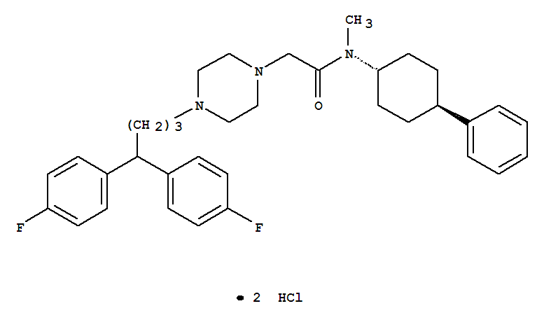 1-Piperazineacetamide,4-[4,4-bis(4-fluorophenyl)butyl]-N-methyl-N-(4-phenylcyclohexyl)-,dihydrochloride, trans- (9CI)