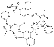 Disodium hydrogen bis(4-((4,5-dihydro-3-methyl-5-oxo-1-phenyl-1H-pyrazol-4-yl)azo)-3-hydroxynaphthalene-1-sulphonato(3-))chromate(3-)