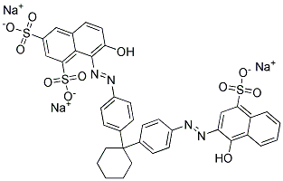 trisodium (8Z)-7-oxo-8-{2-[4-(1-{4-[(2E)-2-(1-oxo-4-sulfonatonaphthalen-2(1H)-ylidene)hydrazinyl]phenyl}cyclohexyl)phenyl]hydrazinylidene}-7,8-dihydronaphthalene-1,3-disulfonate