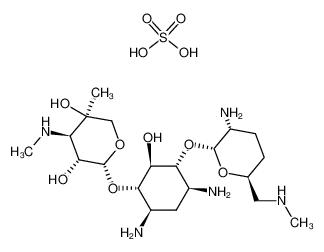 Streptamine, O-2-amino-2,3,4,6-tetradeoxy-6-(methylamino)-alpha-D-erythro-hexopyranosyl-(1-4)-O-(3-deoxy-4-C-methyl-3-(methylamino)-beta-L-arabinopyranosyl-(1-6))-2-deoxy-, sulfate, D-