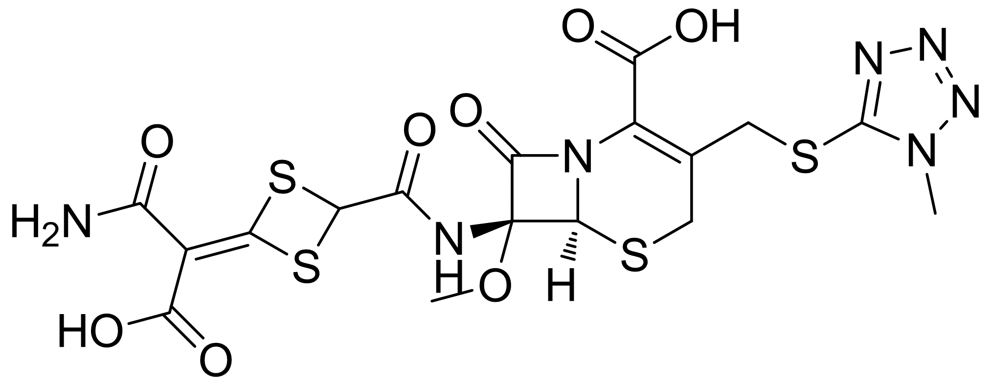 (7S)-7-({[4-(2-amino-1-carboxy-2-oxoethylidene)-1,3-dithietan-2-yl]carbonyl}amino)-7-(methyloxy)-3-{[(1-methyl-1H-tetrazol-5-yl)thio]methyl}-8-oxo-5-thia-1-azabicyclo[4.2.0]oct-2-ene-2-carboxylic acid