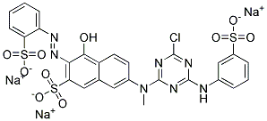 2-Naphthalenesulfonic acid, 7-((4-chloro-6-((3-sulfophenyl)amino)-1,3,5-triazin-2-yl)methylamino)-4-hydroxy-3-((2-sulfophenyl)azo)-, trisodium salt