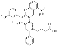 4-[[(1R)-2-[5-(2-Fluoro-3-methoxyphenyl)-3-[[2-fluoro-6-(trifluoromethyl)phenyl]methyl]-3,6-dihydro-4-methyl-2,6-dioxo-1(2H)-pyrimidinyl]-1-phenylethyl]amino]butanoic acid