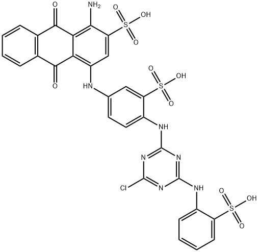 2-Chloro-4-(3-sulfoanilino)-6-[2-sulfo-4-(1-amino-2-sulfo-9,10-dioxoanthracene-4-ylamino)anilino]-1,3,5-triazine
