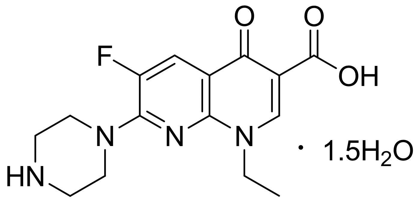 1-Ethyl-6-fluoro-1,4-dihydro-4-oxo-7-(1-piperazinyl)-1,8-naphthyridine-3-carboxylic acid sesquihydrate