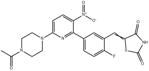 5-(5-(6-(4-乙酰基哌嗪-1-基)-3-硝基吡啶-2-基)-2-氟亚苄基)噻唑烷-2,4-二酮