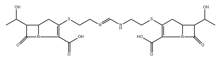 1-Azabicyclo[3.2.0]hept-2-ene-2-carboxylic acid, 3-[[2-[[[[2-[[2-carboxy-6-(1-hydroxyethyl)-7-oxo-1-azabicyclo[3.2.0]hept-2-en-3-yl]thio]ethyl]amino]methylene]amino]ethyl]thio]-6-(1-hydroxyethyl)-7-oxo-, [5R-[3[5R*,6S*(R*)],5α,6α(R*)]]- (9CI)