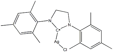 (1,3-dimethyltrimethylphenylimidazole-2-subunit) silver chloride (I)