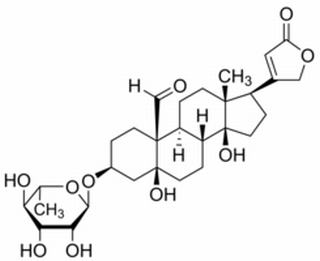 Strophanthidin  α-L-rhamnopyranoside,  3β,5α,14-Trihydroxy-19-oxo-5β,20(22)-cardenolide  3-(6-deoxy-α-L-mannopyranoside)