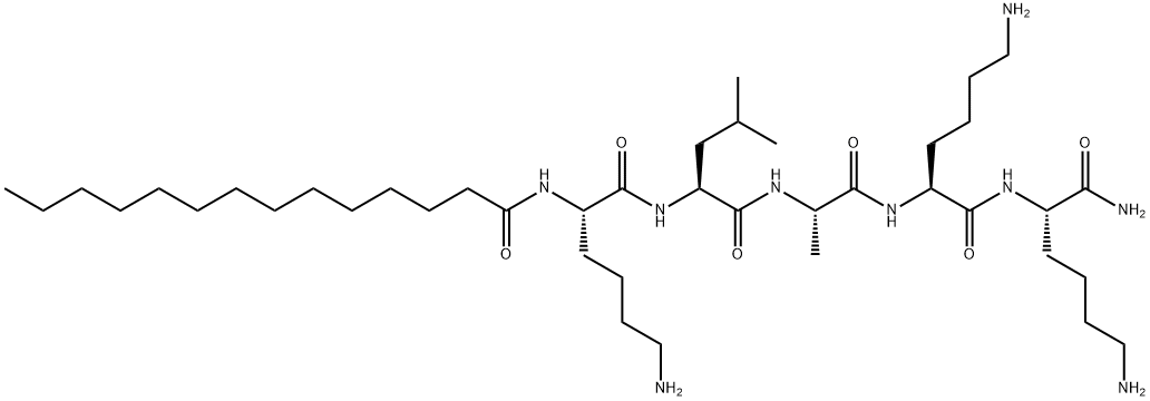 N-[(2S)-6-amino-1-[[(2S)-1-[[(2S)-1-[[(2S)-6-amino-1-[[(2S)-1,6-diamino-1-oxohexan-2-yl]amino]-1-oxohexan-2-yl]amino]-1-oxopropan-2-yl]amino]-4-methyl-1-oxopentan-2-yl]amino]-1-oxohexan-2-yl]tetradecanamide