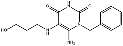 2,4(1H,3H)-Pyrimidinedione, 6-amino-5-[(3-hydroxypropyl)amino]-1-(phenylmethyl)-