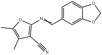 2-([(E)-1,3-BENZODIOXOL-5-YLMETHYLIDENE]AMINO)-4,5-DIMETHYL-3-FURONITRILE