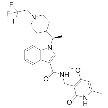 1H-Indole-3-carboxamide, N-[(1,2-dihydro-4-methoxy-6-methyl-2-oxo-3-pyridinyl)methyl]-2-methyl-1-[(1R)-1-[1-(2,2,2-trifluoroethyl)-4-piperidinyl]ethyl]-