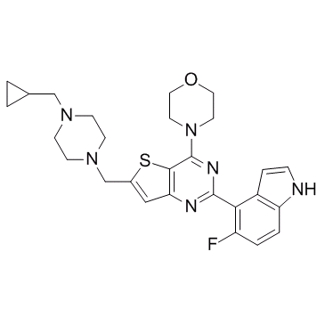 6-(4-CyclopropylMethyl-piperazin-1-ylMethyl)-2-(5-fluoro-1H-indol-4-yl)-4-Morpholin-4-yl-thieno[3,2-d]pyriMidine   PI-3065