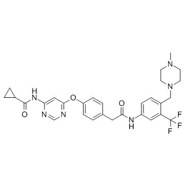 4-[[6-[(cyclopropylcarbonyl)amino]-4-pyrimidinyl]oxy]-N-[4-[(4-methyl-1-piperazinyl)methyl]-3-(trifluoromethyl)phenyl]-benzeneacetamide
