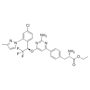 ethyl (2S)-2-amino-3-[4-[2-amino-6-[(1R)-1-[4-chloro-2-(3-methylpyrazol-1-yl)phenyl]-2,2,2-trifluoroethoxy]pyrimidin-4-yl]phenyl]propanoate